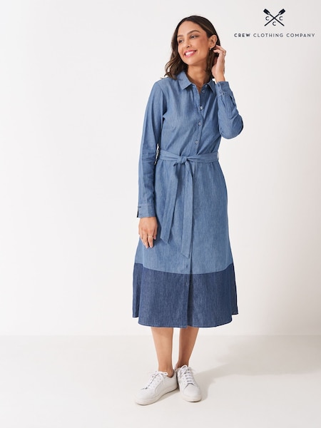 Crew Clothing Blue Sienna Chambray Shirt Dress (W90102) | €105