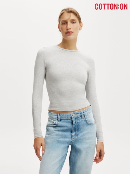 Cotton On Grey All Day Crew Long Sleeve Top (W90114) | €26