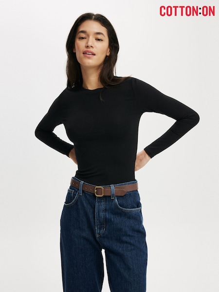 Cotton On Black All Day Crew Long Sleeve Top (W90117) | €26