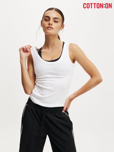 Cotton On White Active Rib Tank (W90166) | €22.50