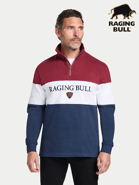 Raging Bull Red Cut & Sew Quarter Zip Sweat Top (W90288) | €102 - €114