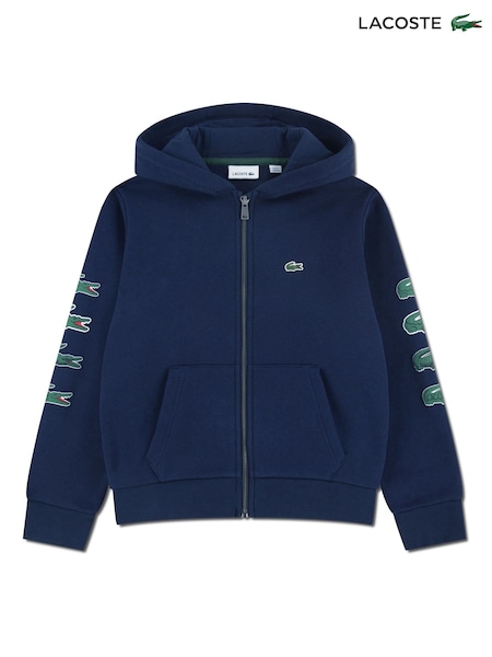 Lacoste Blue Graphic Fleece Full-Zip Hoodie (W90296) | €105