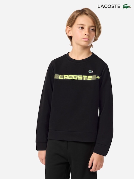 Lacoste Black Grid Taped Crew Neck Sweatshirt (W90302) | €86