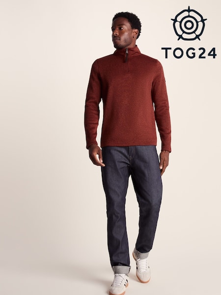 Tog 24 Brown Mens Pearson Knitlook Quarter Zip Fleece (W90322) | €46