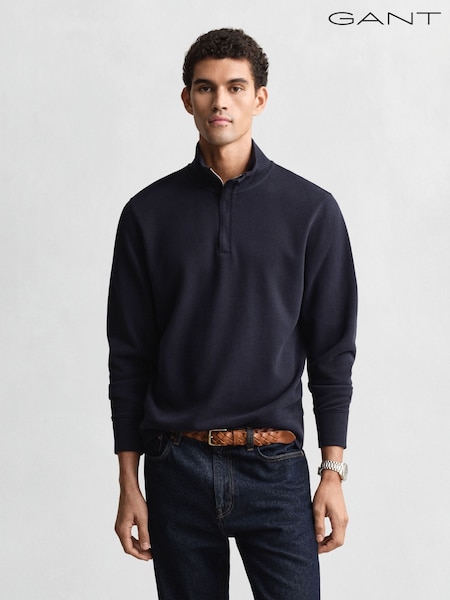 GANT Blue Sacker Quarter Zip Jersey Sweatshirt (W90378) | €159