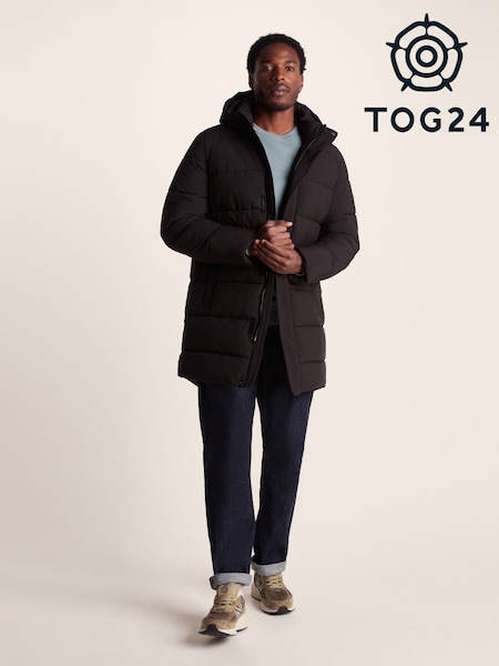 Tog 24 Black Mens Preece Padded Long Jacket (W90391) | €114