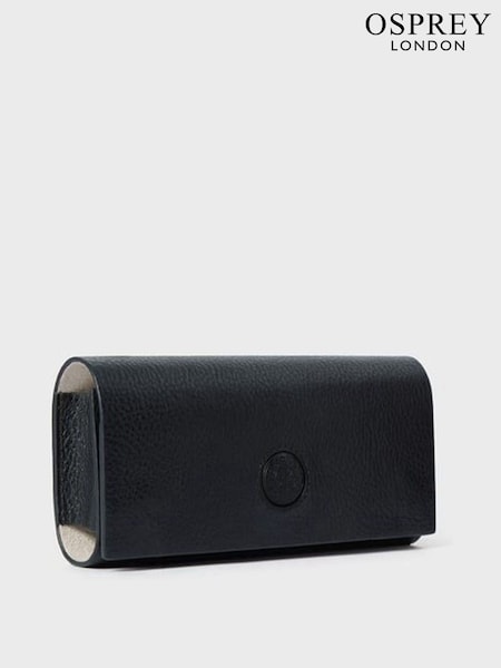 Osprey London The Compass Leather Black Glasses Case (W90393) | € 101