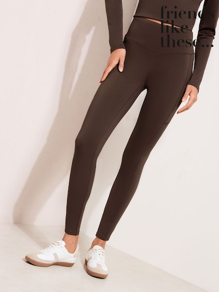 Friends Like These Chocolate Brown Studio High Waist Leggings (W90420) | ₪120