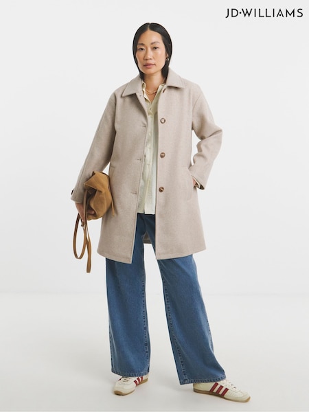 JD Williams Cream High Collar Button Front Lined Coat (W90445) | €74