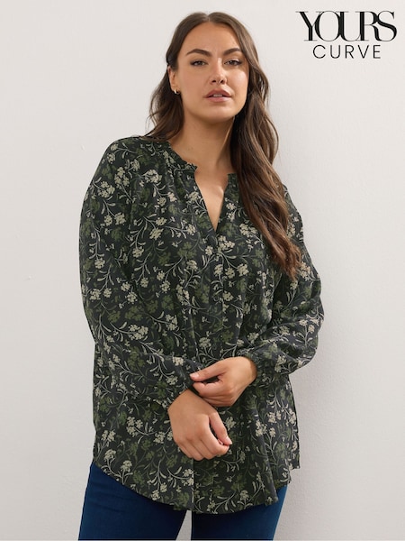 Verde - Yours Curve Frill Neck Blouse (W90471) | R$ 285