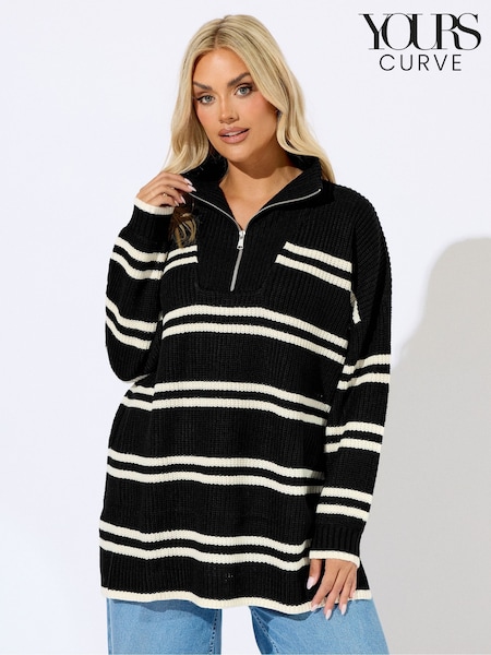 Yours Curve Black Quater Zip Jumper (W90472) | € 36