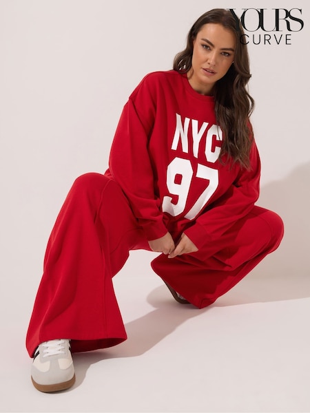 Yours Curve Red 97 Crew Neck T-Shirt (W90482) | 119 QAR