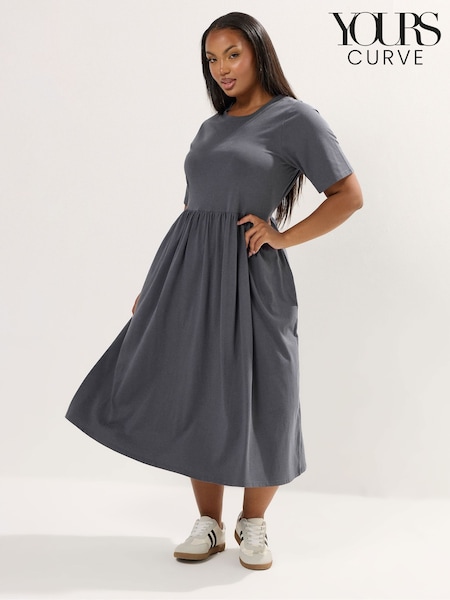 Cinza - Yours Curve Throw On Smock Dress (W90501) | R$ 285