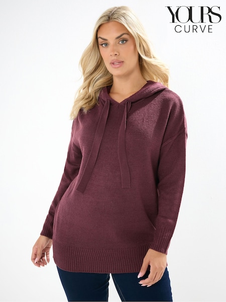 Yours Curve Red Hooded Seam Detail Jumper (W90502) | €45