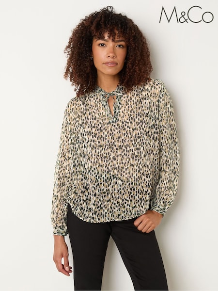 M&Co Animal Chiffon Notch Neck Blouse (W90511) | €39