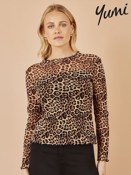 Yumi Leopard Print Mesh Stretch Fitted Top (W90569) | R$ 395