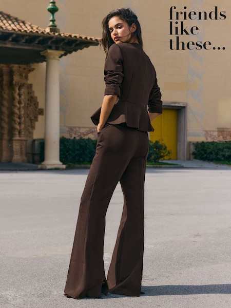 Friends Like These Chocolate Brown Tailored Flare Trousers (W90626) | 265 zł