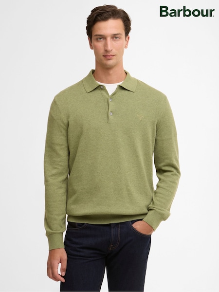 Barbour® Green Pima Cotton Knitted Polo Shirt (W91003) | $237