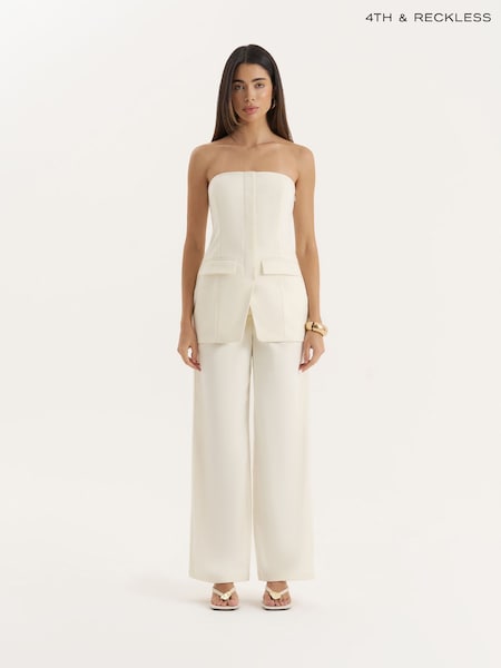 4th & Reckless Buttercream Tailored Straight Leg Trousers (W91170) | ‏262 د.إ.‏