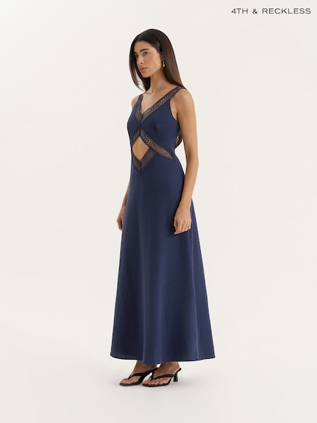 4th & Reckless Blue Cut Out Maxi Dress (W91171) | €69