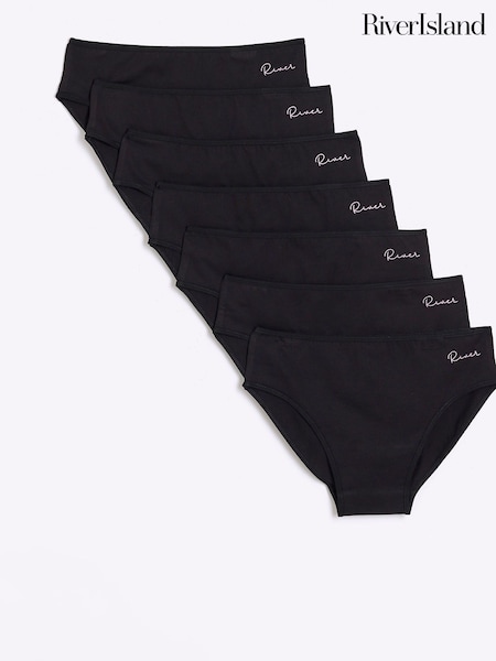 River Island Black Girls Branded Briefs 7 Pack (W91229) | AED70 - AED93