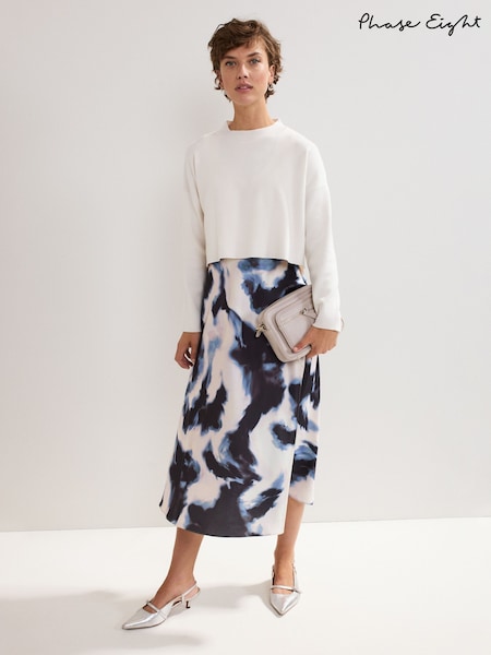 Phase Eight White Issy Tye Dye Dress (W91263) | €211