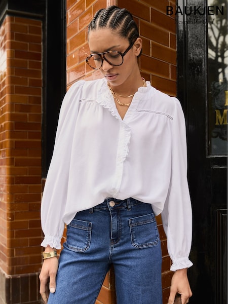 Baukjen Estela Broderie Detail White Blouse (W91344) | € 201