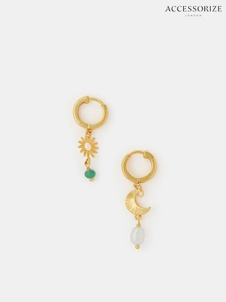 Accessorize 14ct Gold Sun & Moon Drop Earrings (W91364) | €25