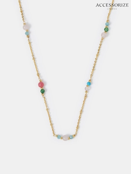 Accessorize Semi-Precious Bead Station Necklace (W91365) | 179 LEI