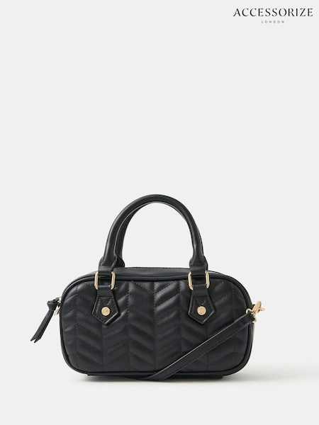 Accessorize Black Chevron Quilted Cross-Body Handbag (W91369) | €39