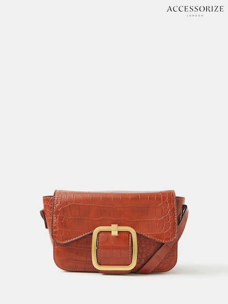 Accessorize Brown Faux Croc Buckle Cross-Body Bag (W91372) | €37