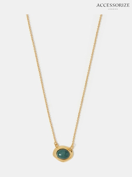 Accessorize 14ct Gold Irregular Aventurine Pendant Necklace (W91377) | €25