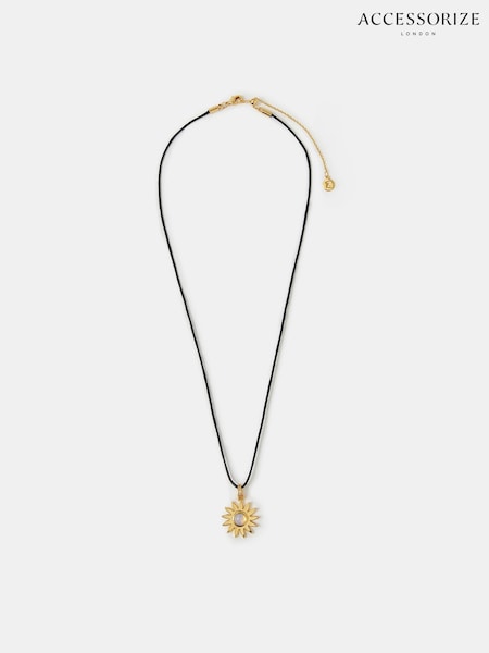 Accessorize 14ct Gold Sun Pendant Cord Necklace (W91381) | €25