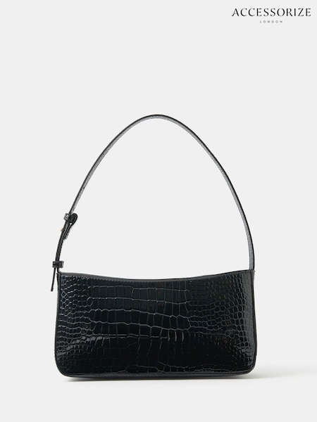 Accessorize Black Faux Croc Shoulder Bag (W91384) | €37