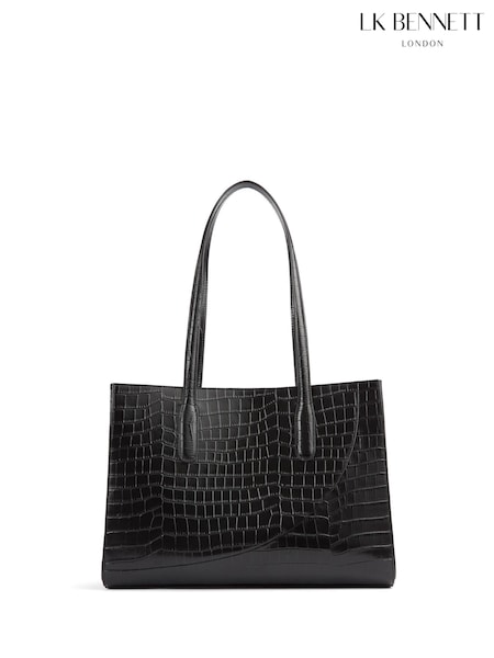 LK Bennett Black Olivia Grained Leather Oloid Tote Bag (W91388) | R$ 3.250