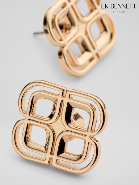 LK Bennett Metallic Logo Motif Stud Earrings (W91389) | €52