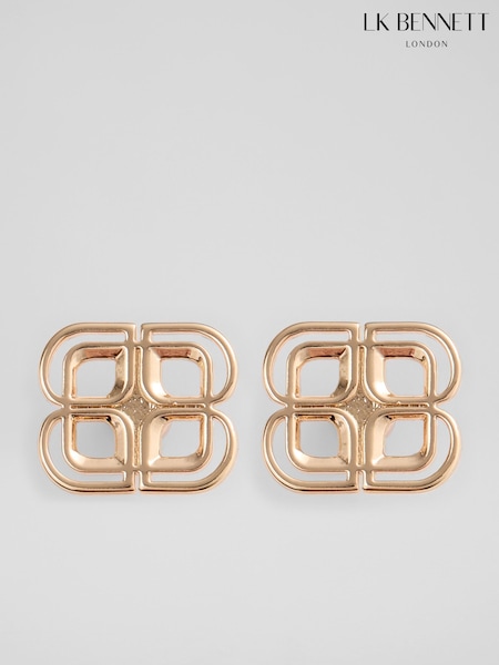 LK Bennett Metallic Logo Motif Two Drop Earrings (W91392) | €65