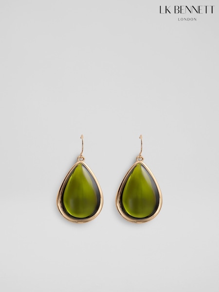 LK Bennett Green Jeanie Crystal Three Drop Stud Earrings (W91399) | AED285