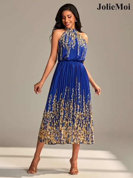 Jolie Moi Mirrored Chiffon Pleated Maxi Dress (W91509) | R$ 770