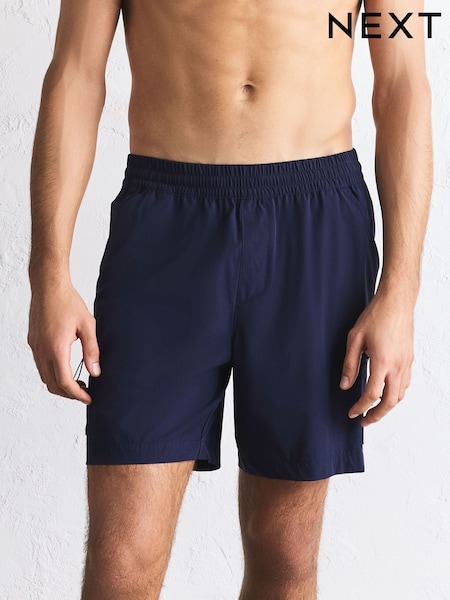 Navy Blue Cargo 8 Inch Swim Shorts (W91539) | $47