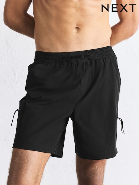 Black Cargo 8 Inch Swim Shorts (W91541) | SGD 46