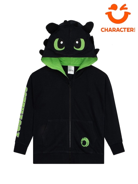 Character Black How To Train Your Dragon Toothless Print Hoodie With 3D Ears (W91548) | AED157