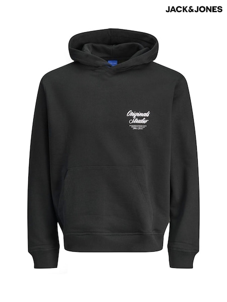 JACK & JONES Black Relaxed Fit Back Print Hoodie (W91556) | 198 QAR