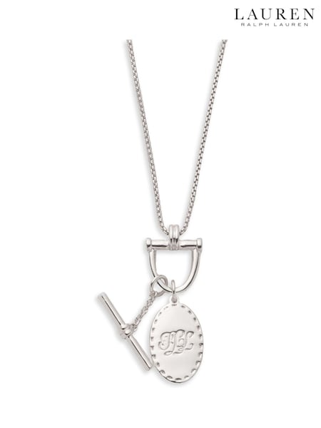 Lauren Ralph Lauren Silver Tone 40 Inch Adjustable Logo Pendant (W91621) | €122