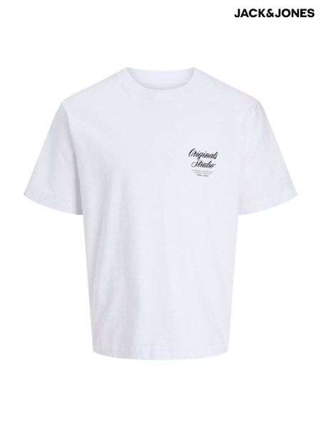 JACK & JONES White Back Print Relaxed Fit T-Shirt (W91731) | €25