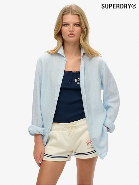 Superdry Oversized Casual Linen Long Sleeve Shirt (W91837) | R$ 640