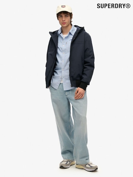 Superdry Blue Oversized Surplus Nylon Hooded Bomber Jacket (W91842) | R$ 790