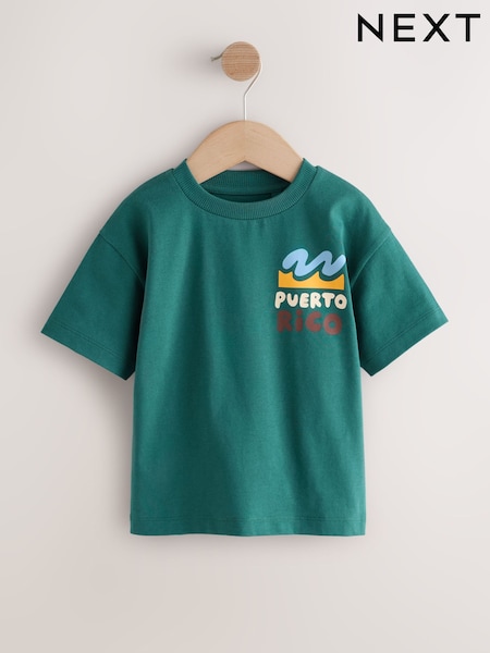 Teal Blue Puerto Rico Short Sleeve Back Print T-Shirt (3mths-7yrs) (W92092) | €7.50 - €10