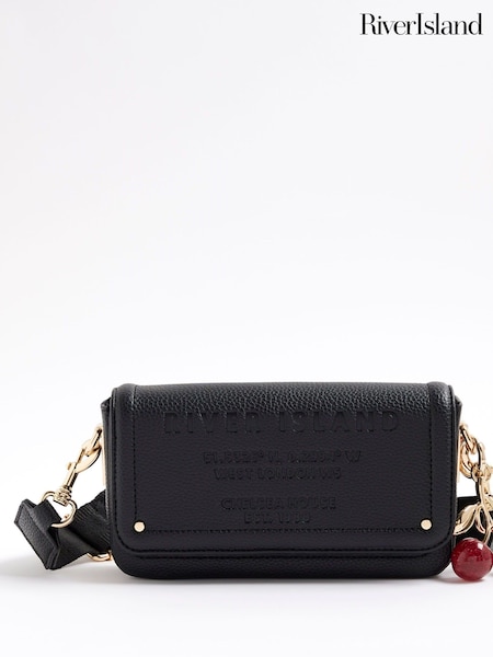 River Island Black Embossed Flap Cross-Body Bag (W92147) | €40