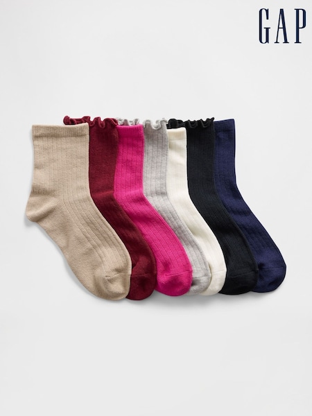 Gap Black/White/Red Rib Crew Socks 7 Pack (W92200) | €25